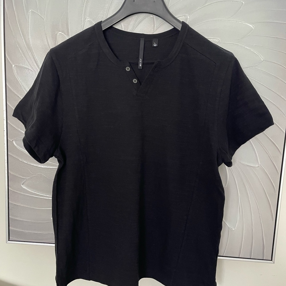 Joe’s Jeans Sweater polo Henley shirt Mens Large Black NEVER WORN NEW NWOT